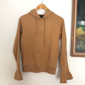 J CREW Ruffled Wrist 100% cotton Hoodie Pullover sweater size XS